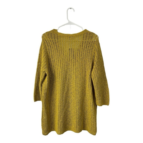 NWT J Jill Size XL Textured Gilded Coin Open Stitch Knit Sweater Mustard Boho - Picture 2 of 6
